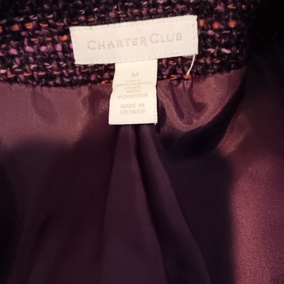 VINTAGE Charter Club Notch Style Jacket Purple & Pink Fringed Size M… - Picture 9 of 10